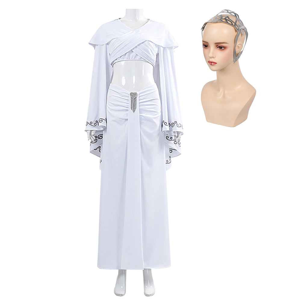 Padme Naberrie Amidala weiß Kleid Cosplay Kostüm Set Cosplay Outfits