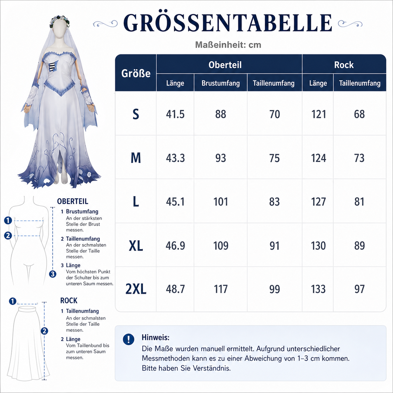 Corpse Bride Hochzeit mit einer Leiche Emily Kleid Cosplay Kostüm Halloween Karneval Outfit