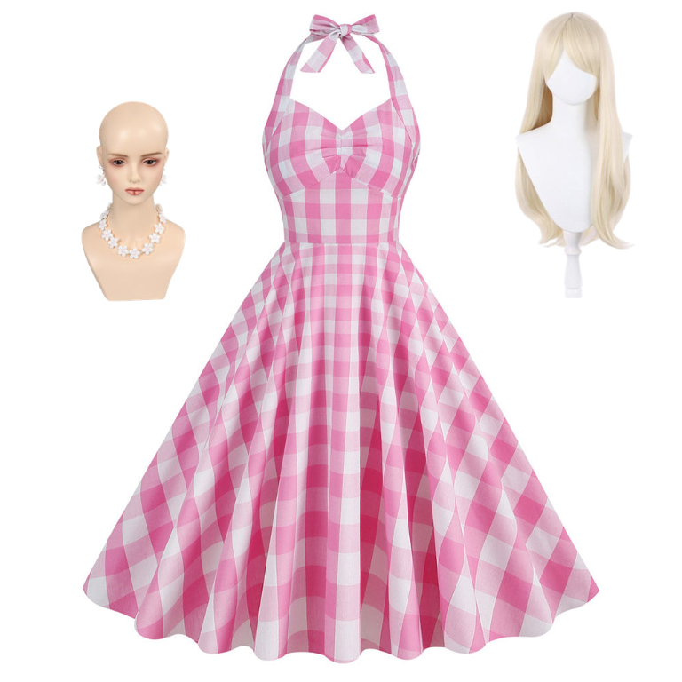 Barbie Neckholderkleider Vintage Retro Barbie Kleid Margot Robbie Party Kleid