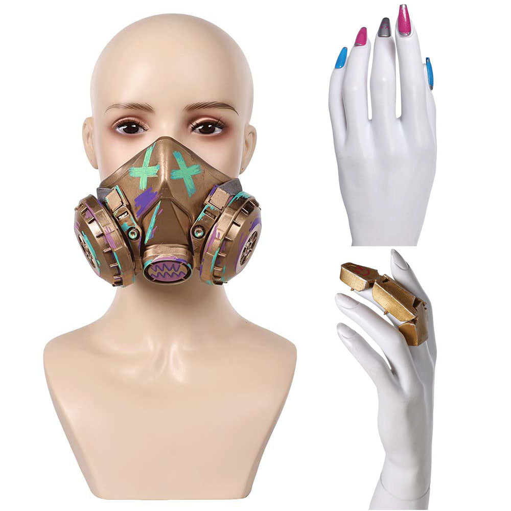 Jinx Arcane: League of Legends Maske Fingerspitze Künstliche Nägel Cosplay Requisite