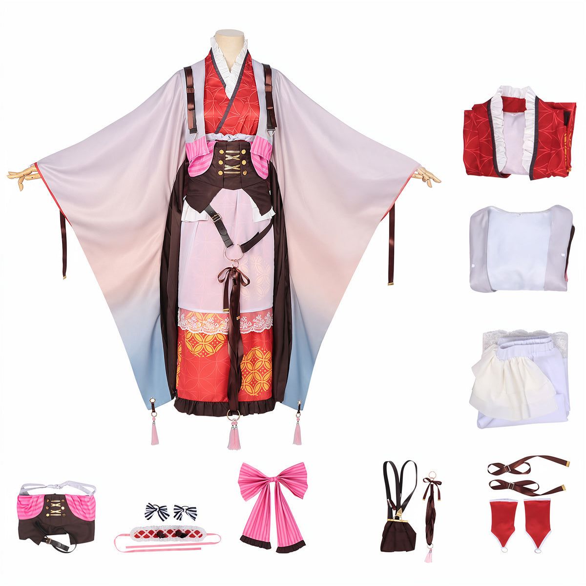Blade of Demon Destruction Mitsuri Kanroji  Rot Kostüm Sets Feuerpferd Jahr Mitsuri Cosplay Outfit