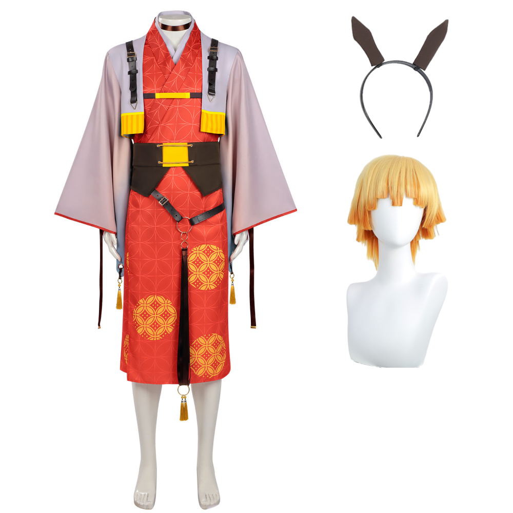 Demon Slayer Zenitsu Agatsuma Kostüm  Kimetsu No Yaiba Feuerpferd Jahr Zenitsu Outfits