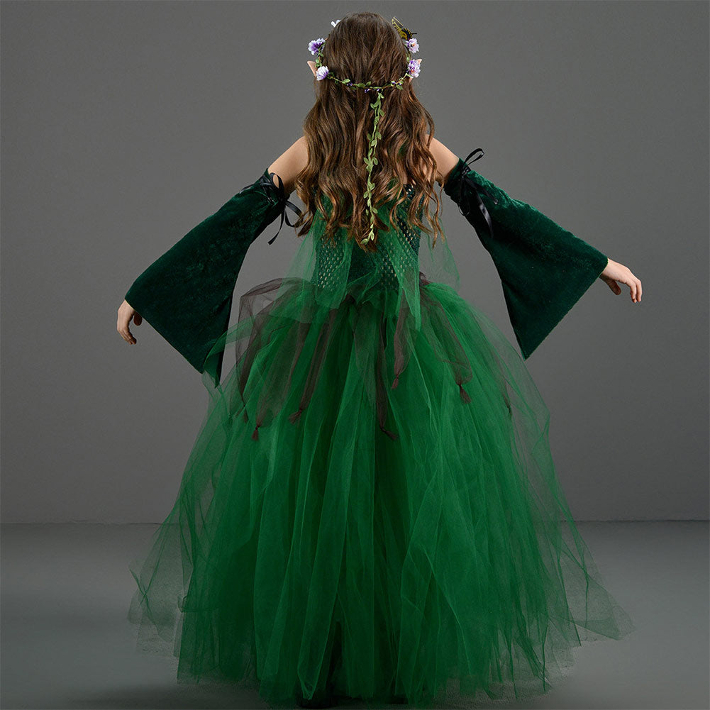 Kinder Mädchen Wald Elf tutu Kleid grün Kostüm für Halloween Karneval Mottoparty