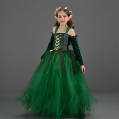 Kinder Mädchen Wald Elf tutu Kleid grün Kostüm für Halloween Karneval Mottoparty