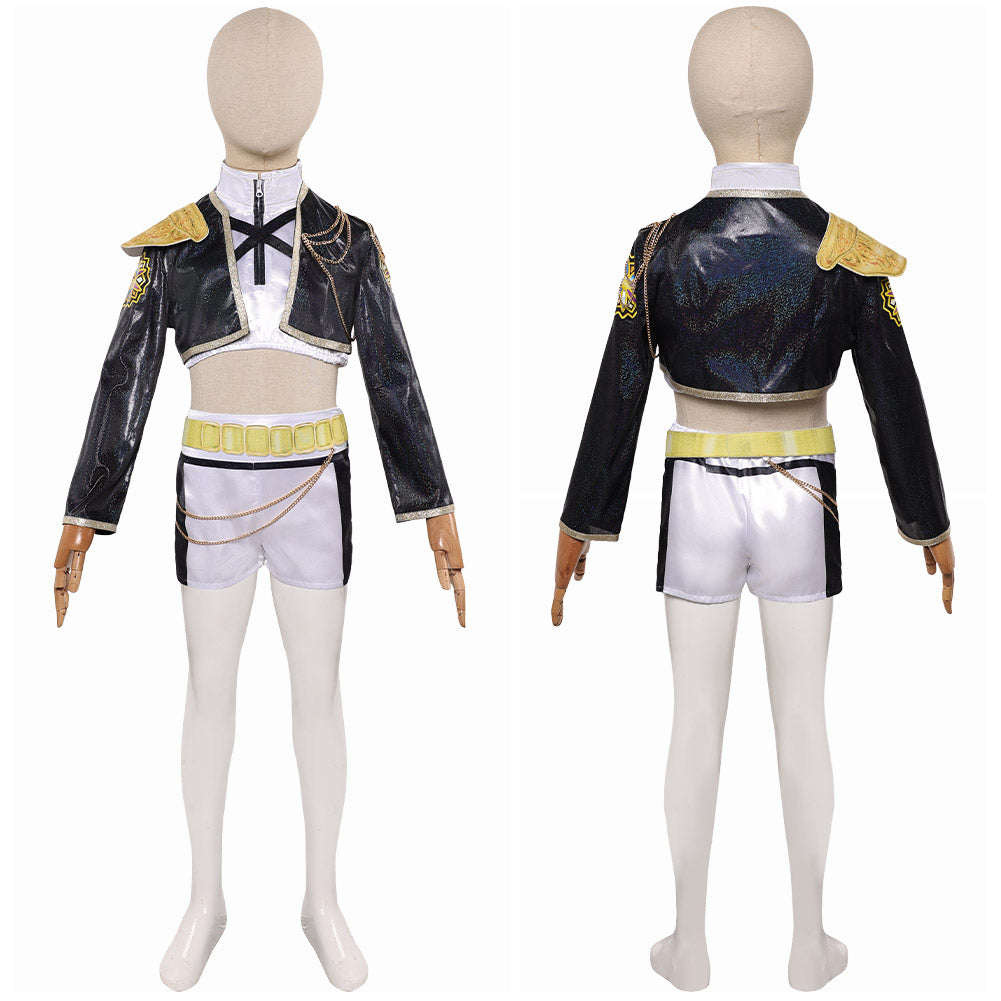 Kinder Mädchen Huntrix Rumi Gold schwarz weiß Kostüm Cosplay Outfits