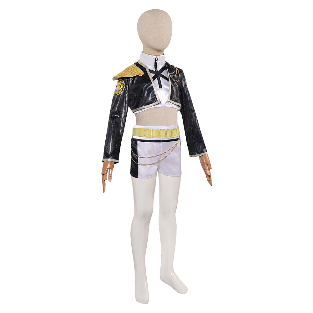 Kinder Mädchen Huntrix Rumi Gold schwarz weiß Kostüm Cosplay Outfits