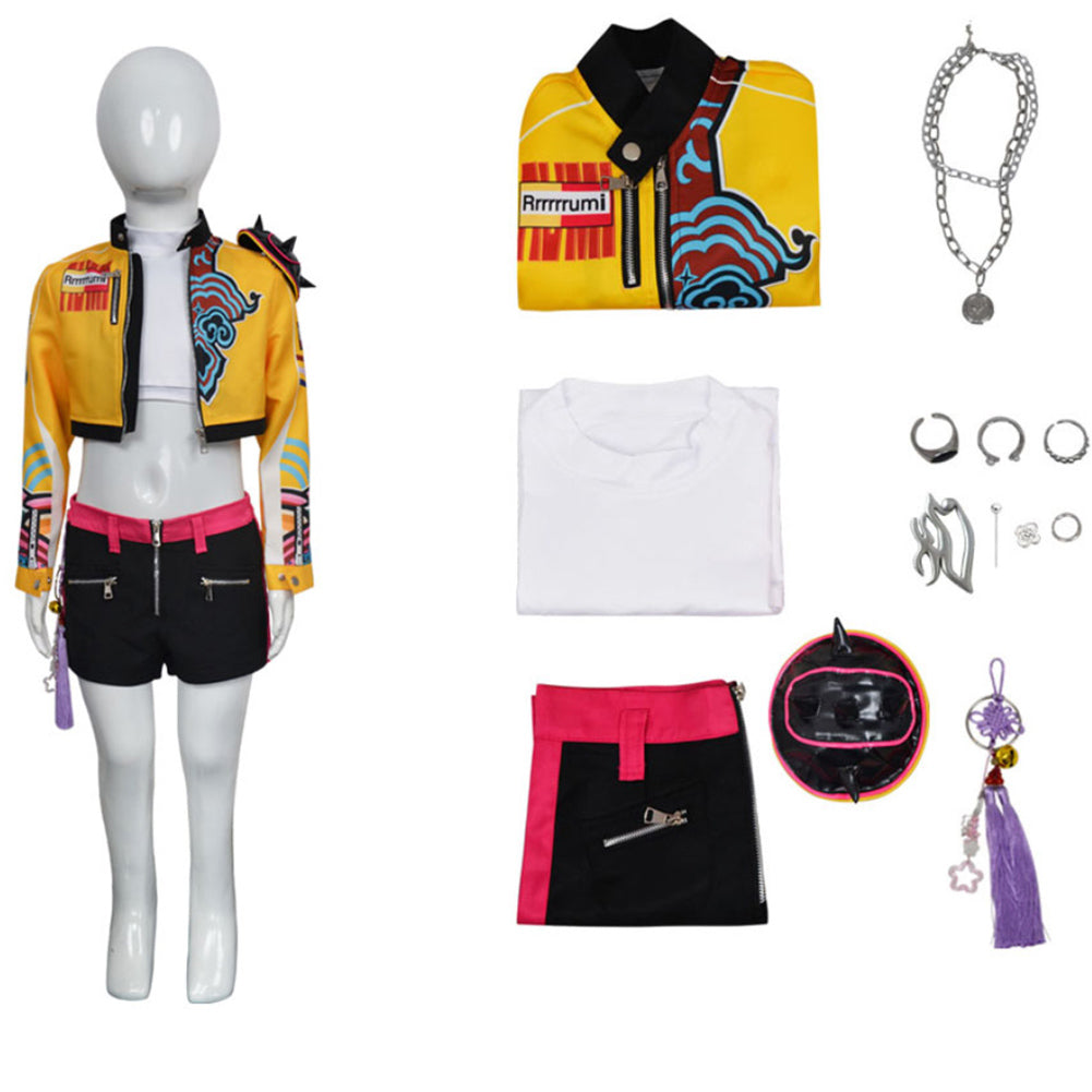 Kinder Mädchen Rumi Kostüm Kpop Demon Hunters HUNTRIX Rumi Cosplay Outfits