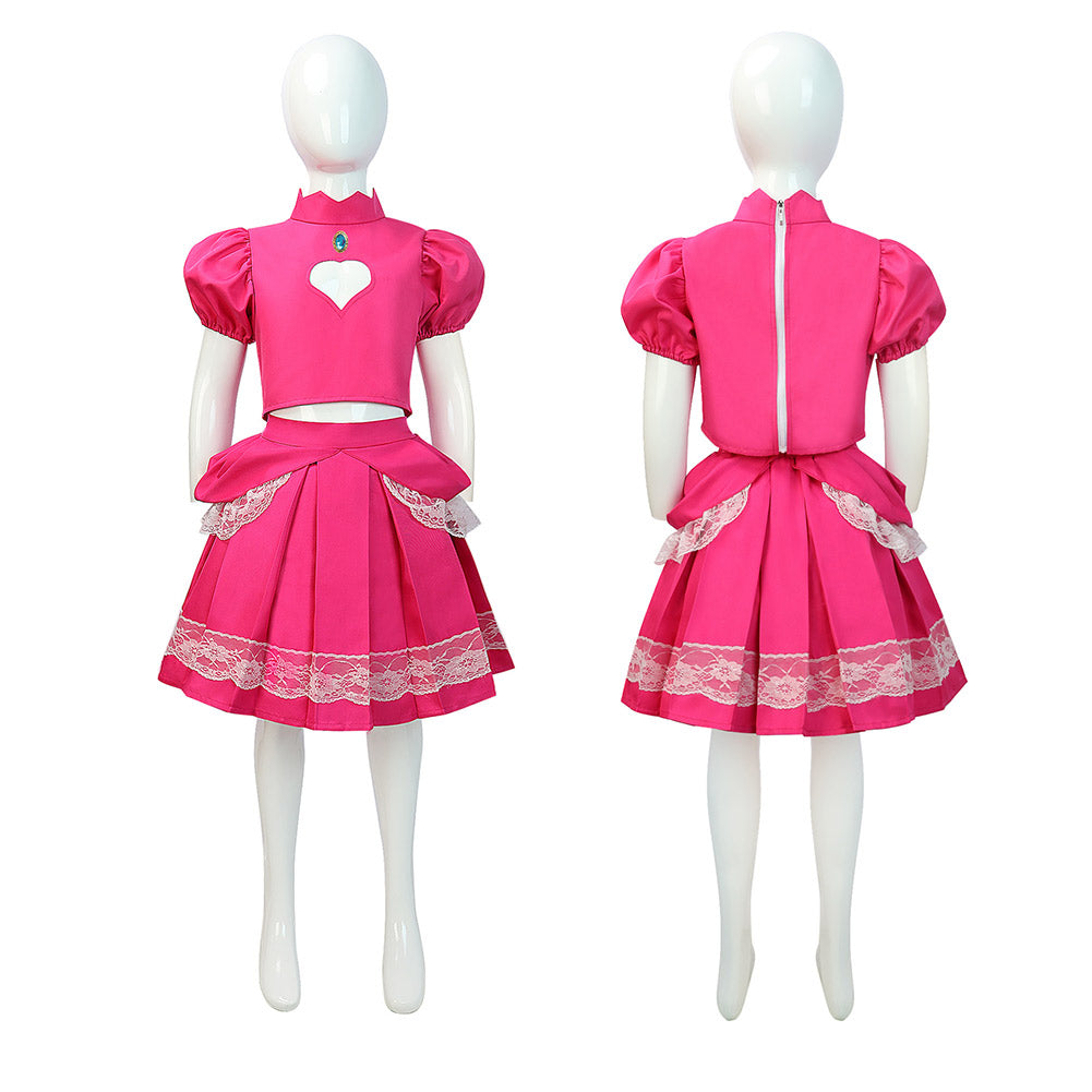 Kinder Prinzessin Peach Kleid The Super Mario Bros. Movie Peach Cosplay Kostüm