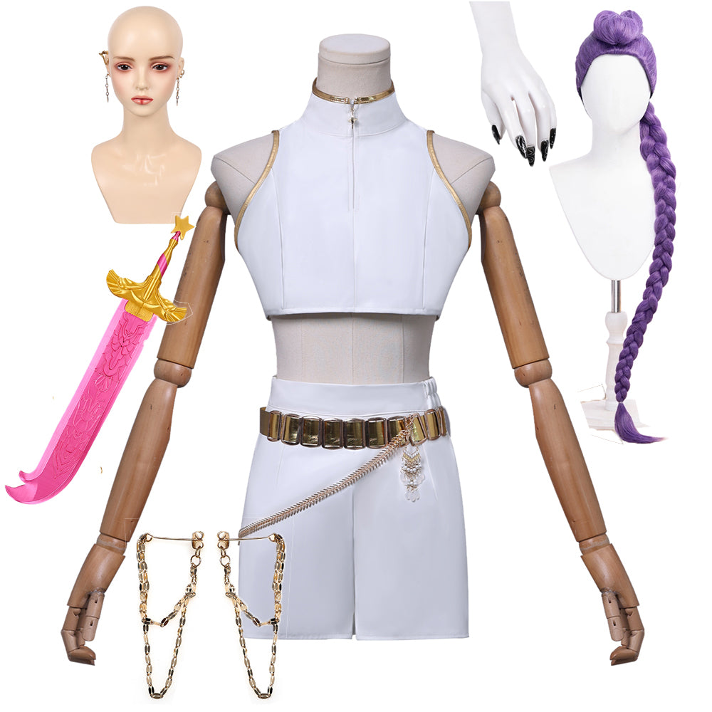 Rumi Soundtrack Kostüm KPop Demon Hunters HUNTRIX-Rumi weiß Cosplay Outfits