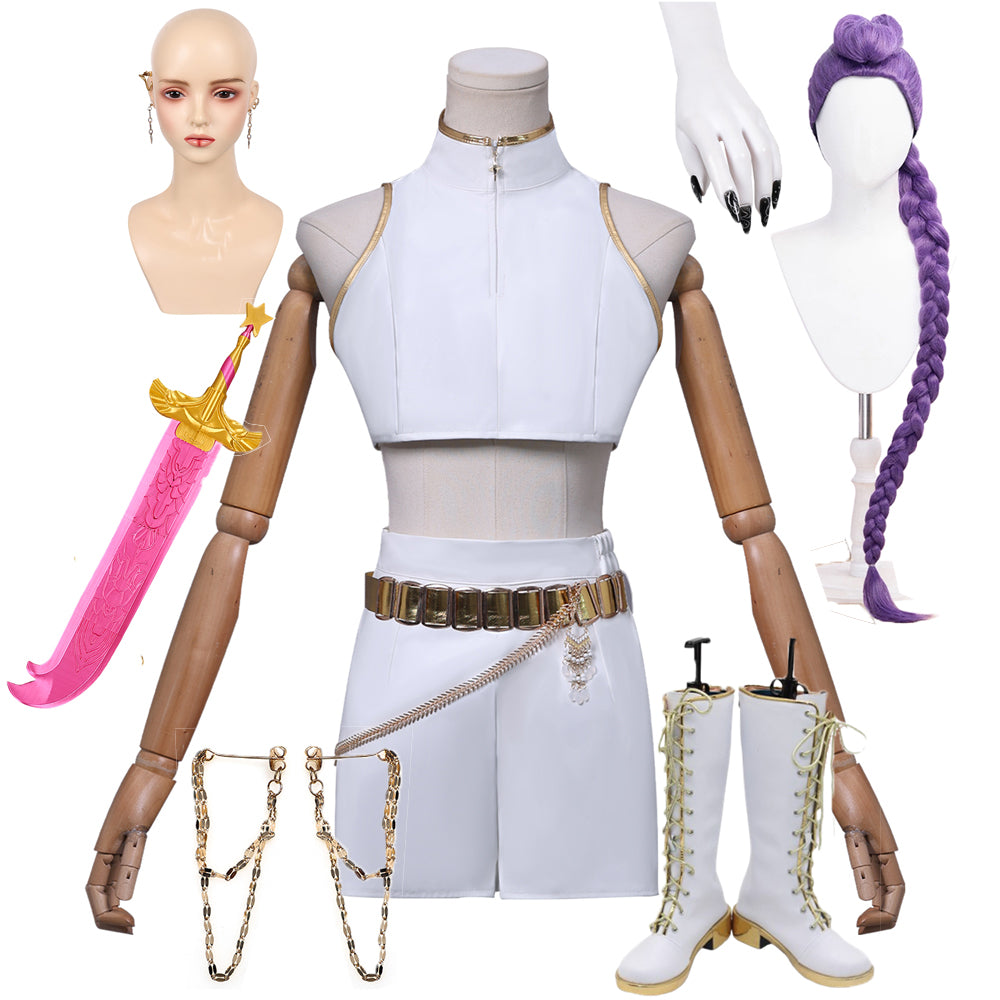 Rumi Soundtrack Kostüm KPop Demon Hunters HUNTRIX-Rumi weiß Cosplay Outfits