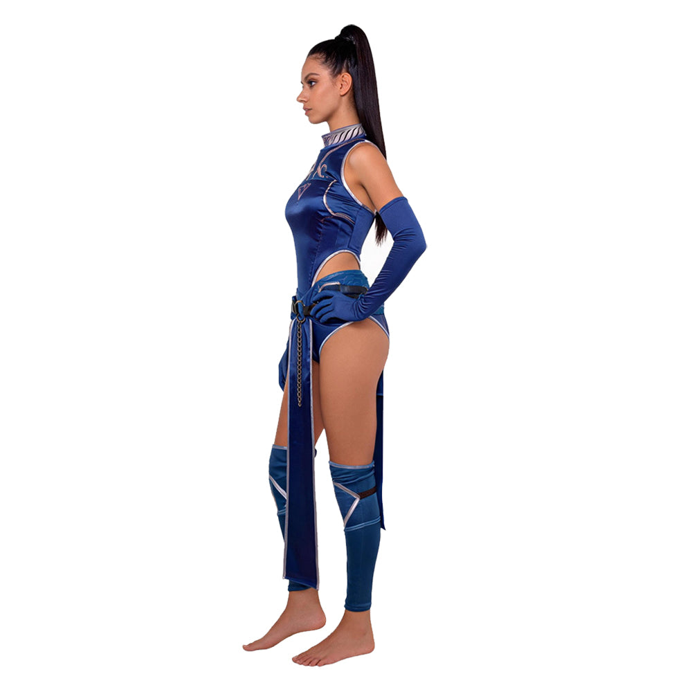 Mortal Kombat Prinzessin Kitana blau Kostüm Cosplay Outfit