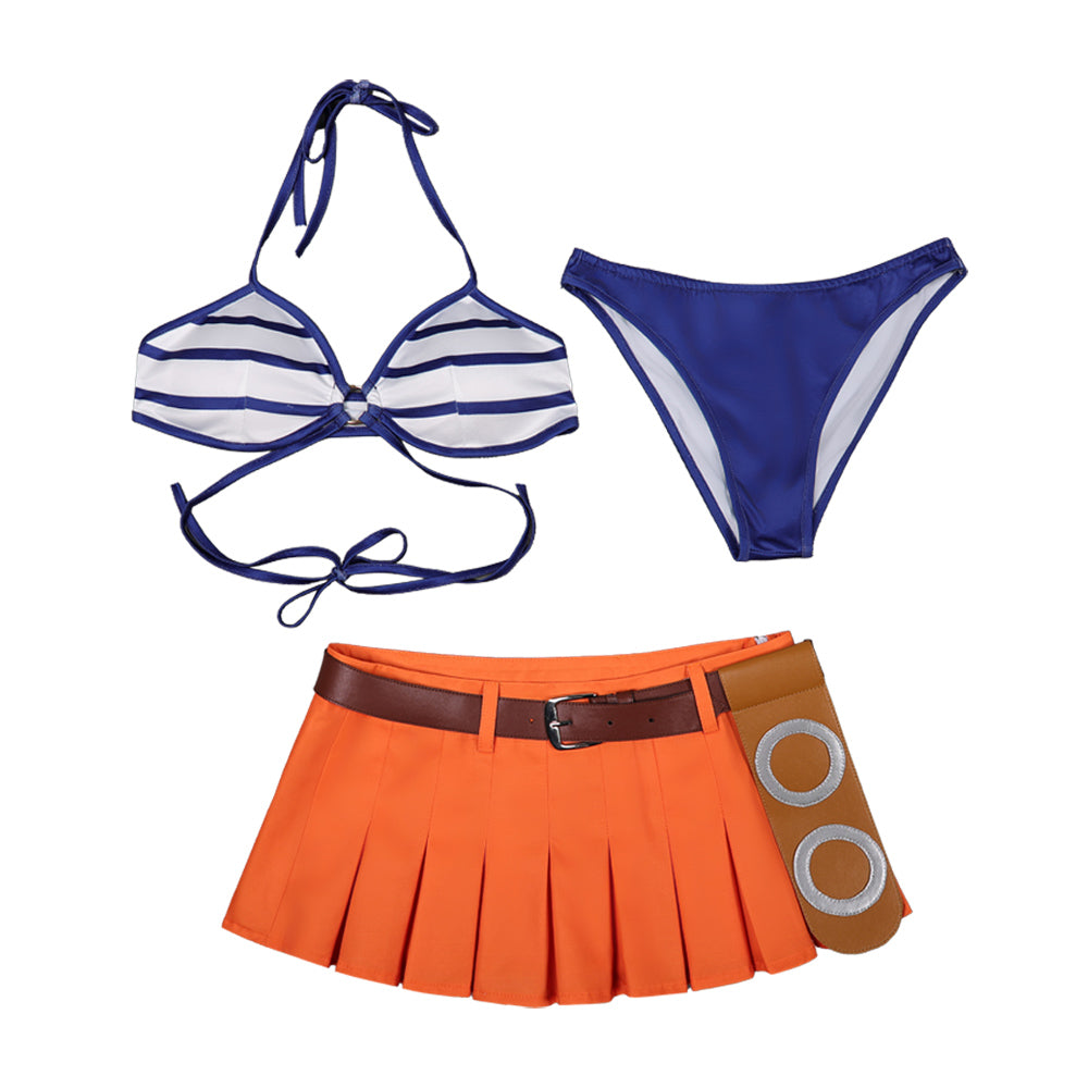 Nami Bademode One Piece Nami gestreift Sommer 3tlg. Badeanzug