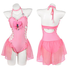 Princess Peach Cosplay Bademode Damen Sommer einteilige Badeanzug