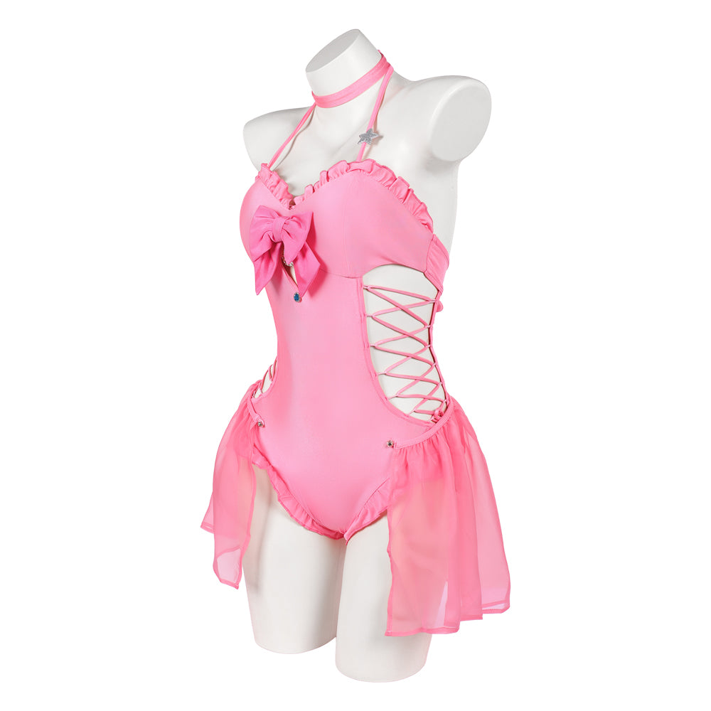 Princess Peach Cosplay Bademode Damen Sommer einteilige Badeanzug