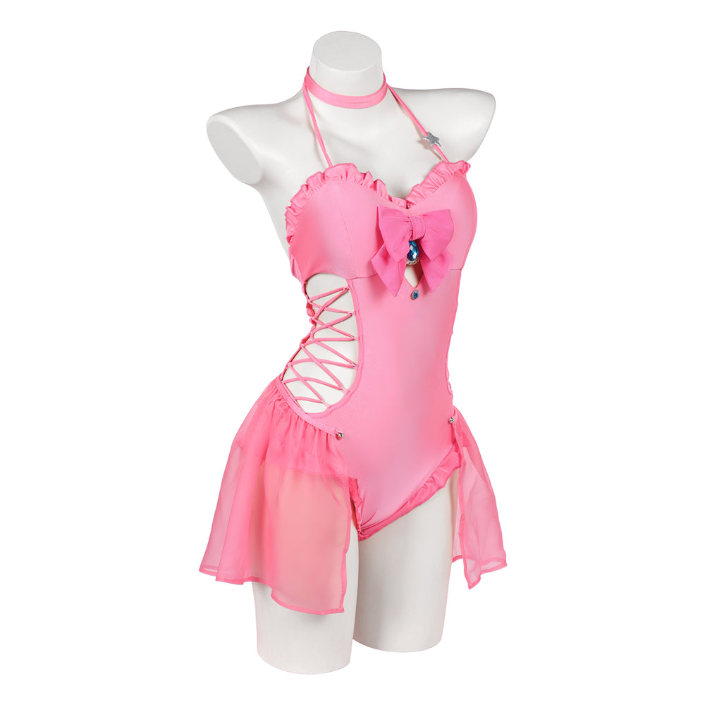 Princess Peach Cosplay Bademode Damen Sommer einteilige Badeanzug