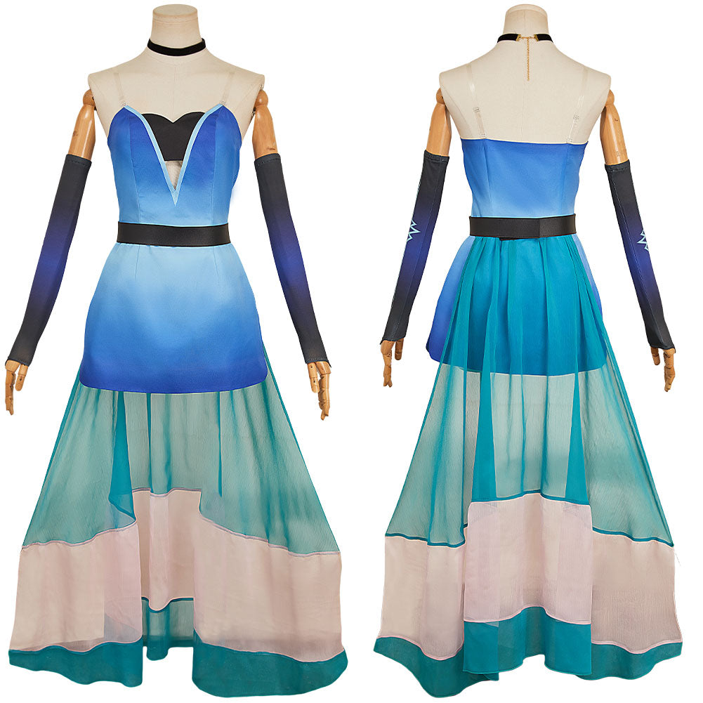 Angel Dust blau Outfit Hazbin Hotel Anthony Cosplay Kostüm Set