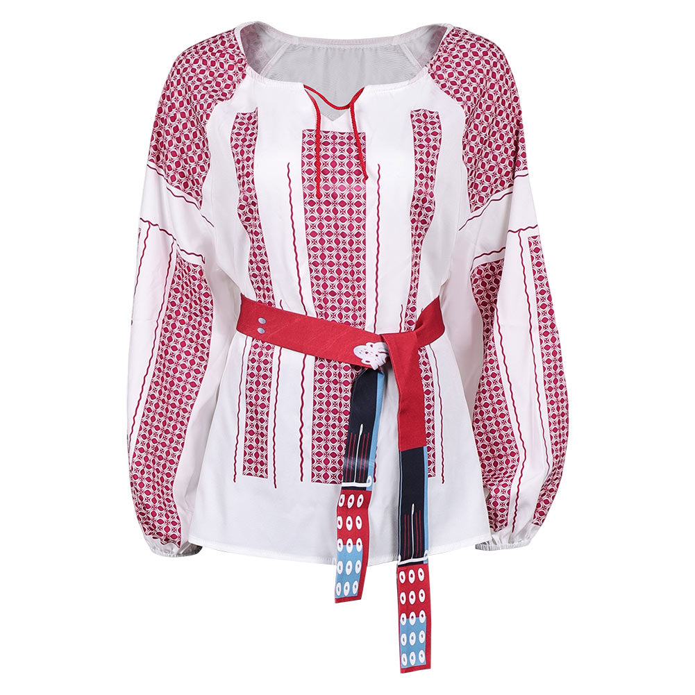 Anni-Frid Synni Lyngstad Retro Style ABBA rot-weiß T-Shirt