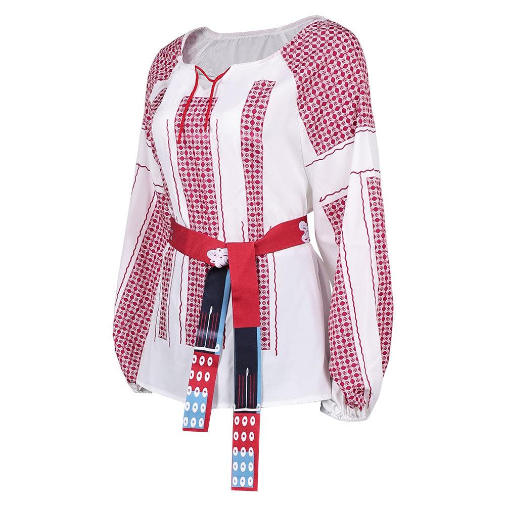 Anni-Frid Synni Lyngstad Retro Style ABBA rot-weiß T-Shirt