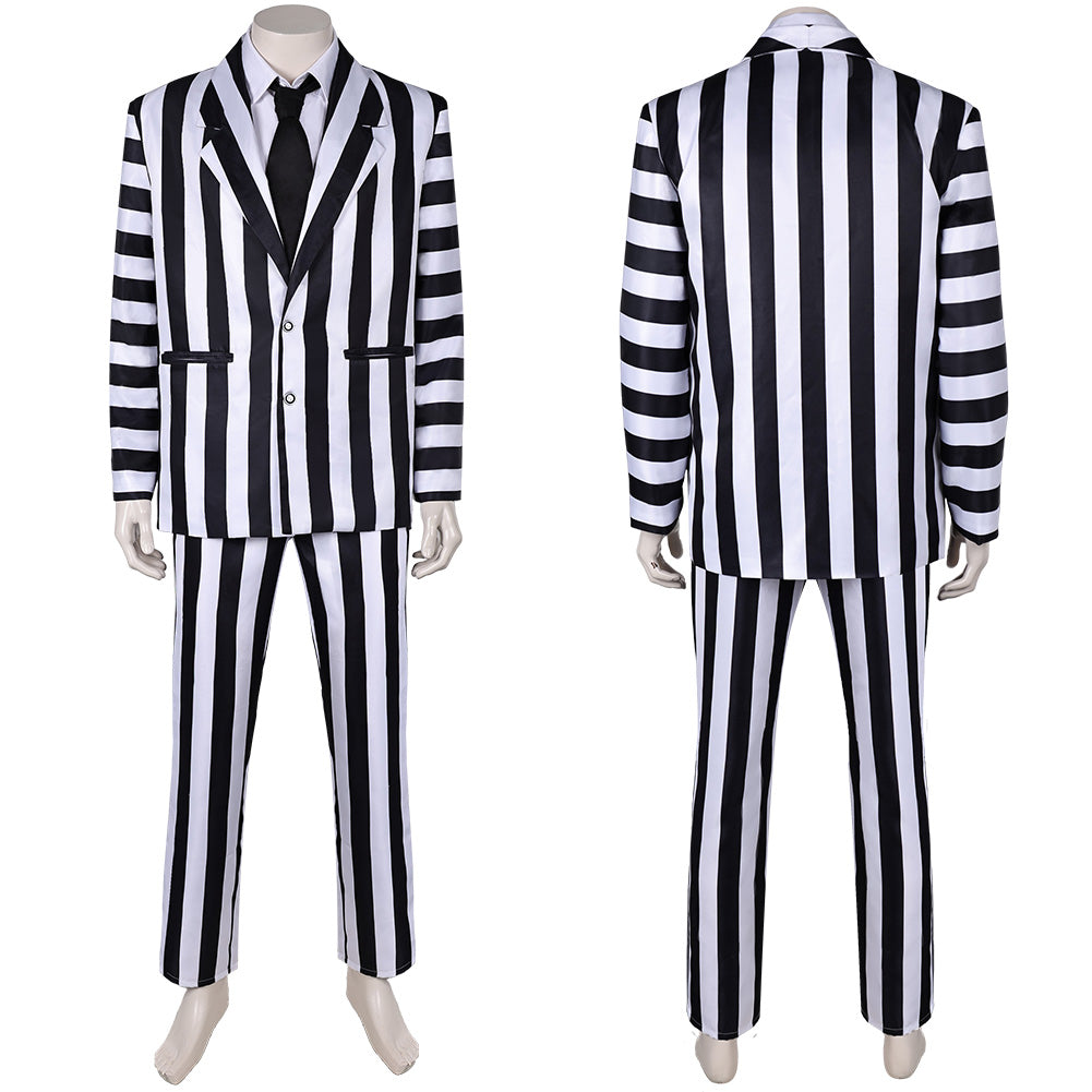 Beetlejuice Beetlejuice 2024 schwarz weiß Anzug Cosplay Kostüm Set