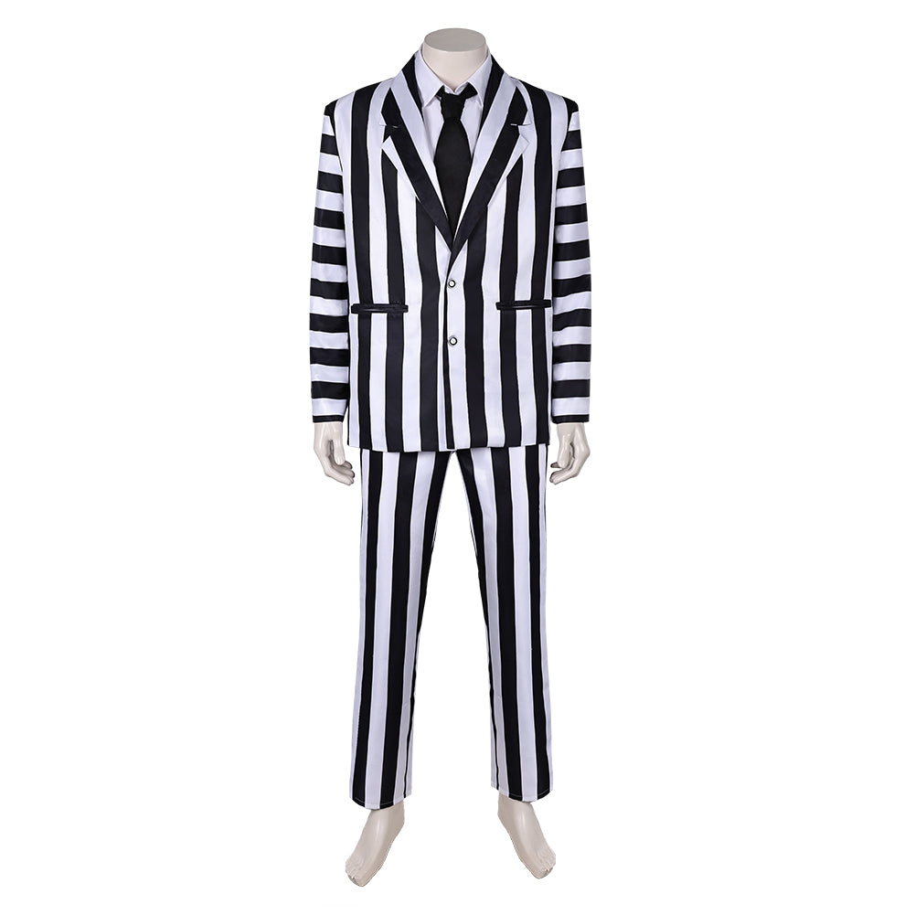 Beetlejuice Beetlejuice 2024 schwarz weiß Anzug Cosplay Kostüm Set