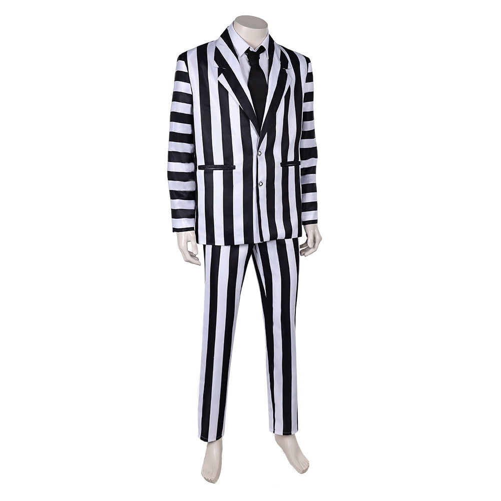 Beetlejuice Beetlejuice 2024 schwarz weiß Anzug Cosplay Kostüm Set