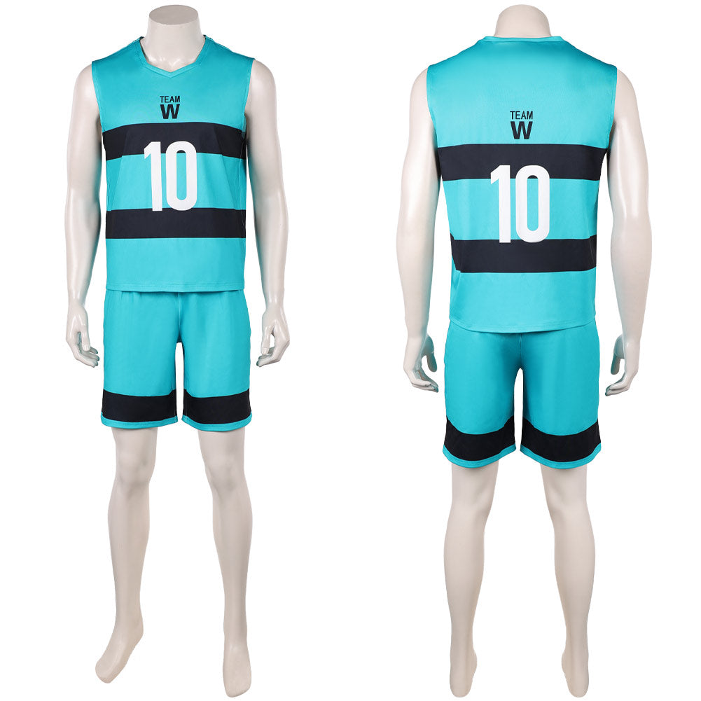 Blue Lock Team W Uniform Junichi Wanima Nummer 10 Cosplay Kostüm