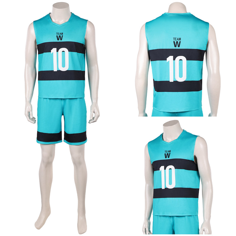 Blue Lock Team W Uniform Junichi Wanima Nummer 10 Cosplay Kostüm
