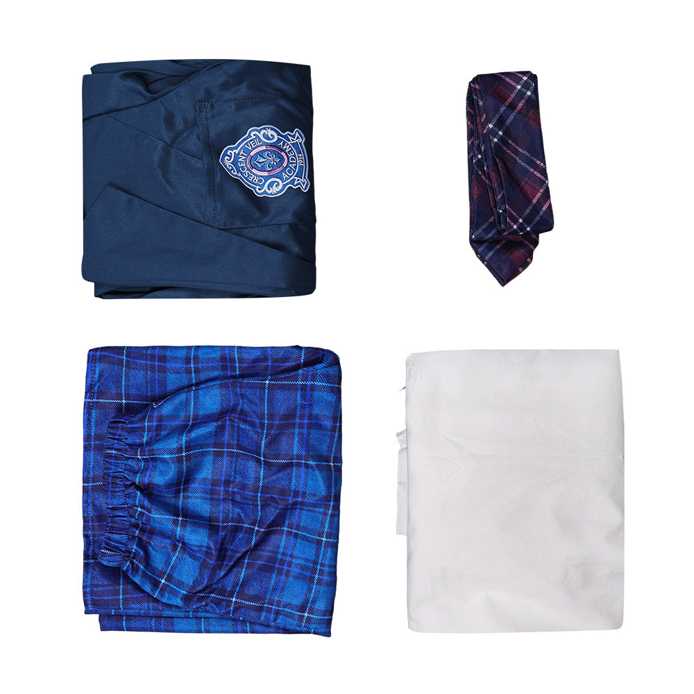 Coven Academy blau Schuluniform mit Krawatte Hexe Cosplay Kostüm