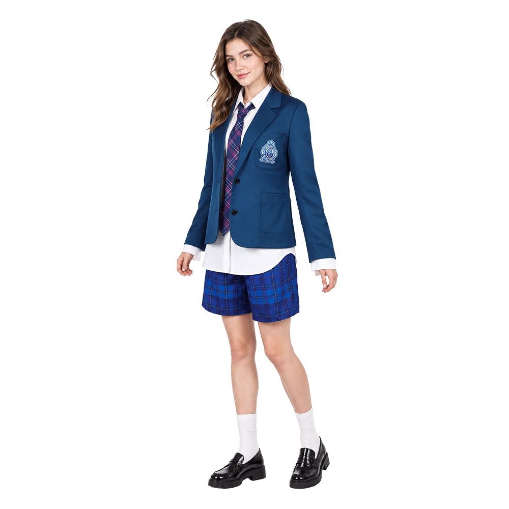 Coven Academy blau Schuluniform mit Krawatte Hexe Cosplay Kostüm