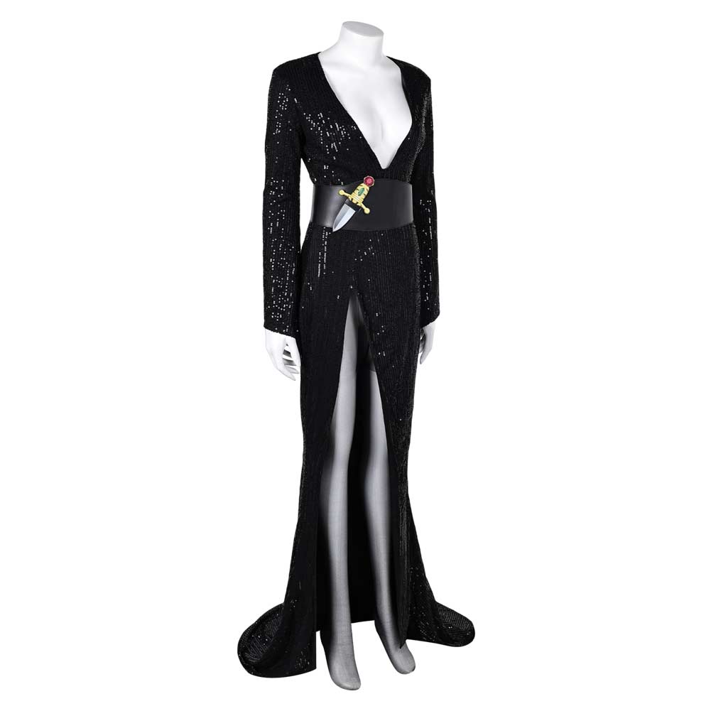 Elvira：Mistress Of The Dark- Elvira Schwarz Kleid Cosplay Kostüm Halloween Karneval Outfits