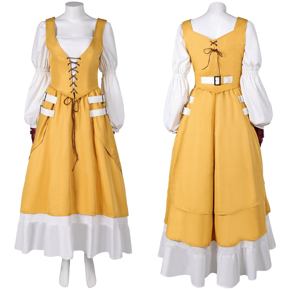 Final Fantasy Aerith Gainsborough gelb Kleid Cosplay Kostüm