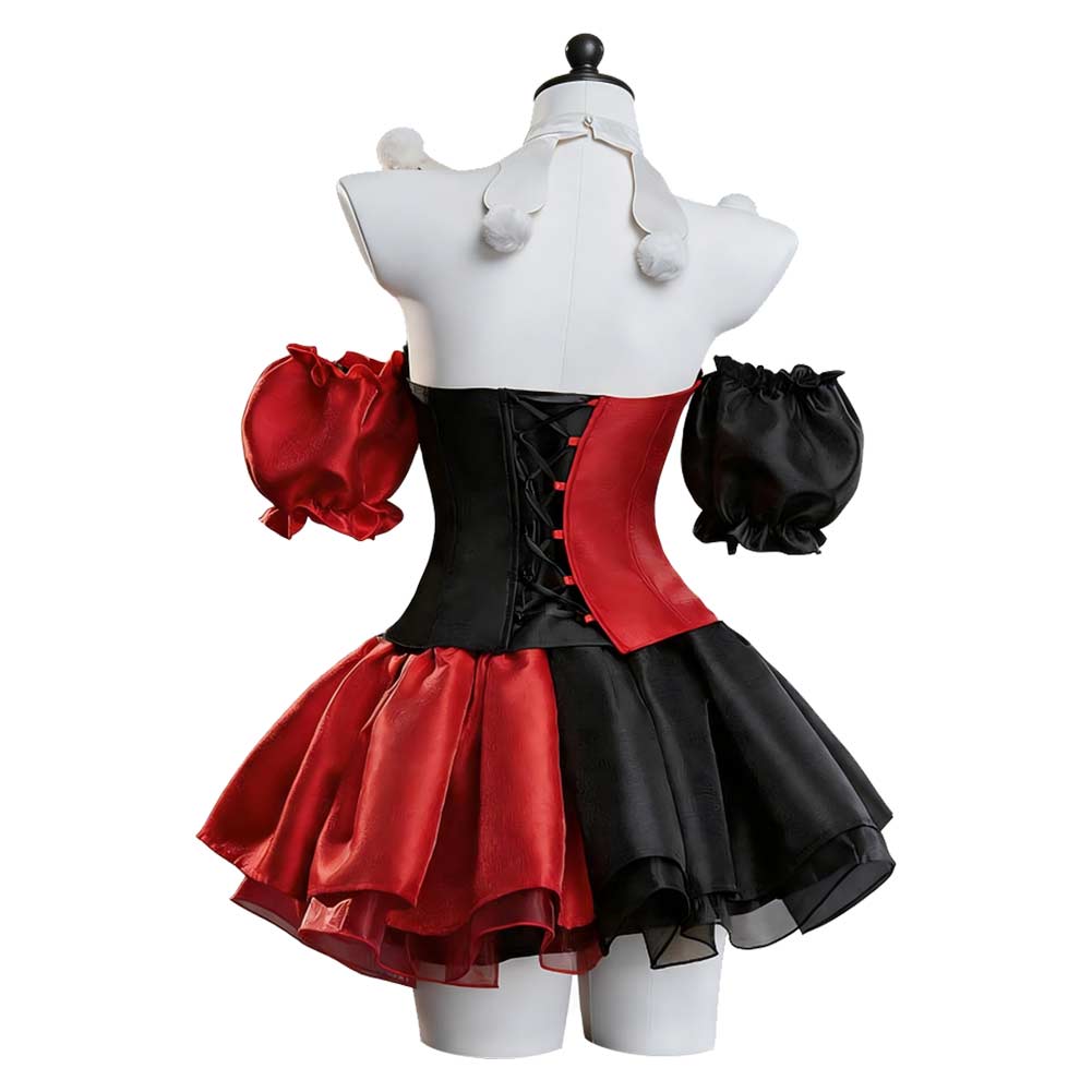Harley Quinn rot Kleid Damen Clown Halloween Karneval Kostüm
