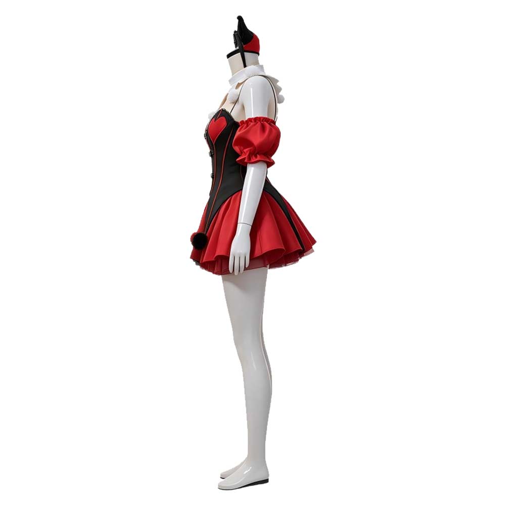 Harley Quinn rot Kleid Damen Clown Halloween Karneval Kostüm