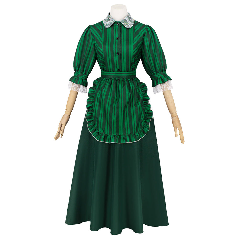 Haunted Mansion Maid grün Dienstmädchen Kleid Cosplay Kostüm