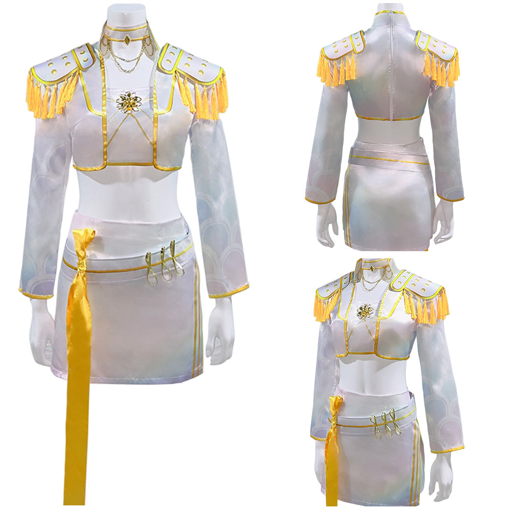 Huntrix Golden Mira weiß KPOP Demon Hunters Mira Kostüm Set