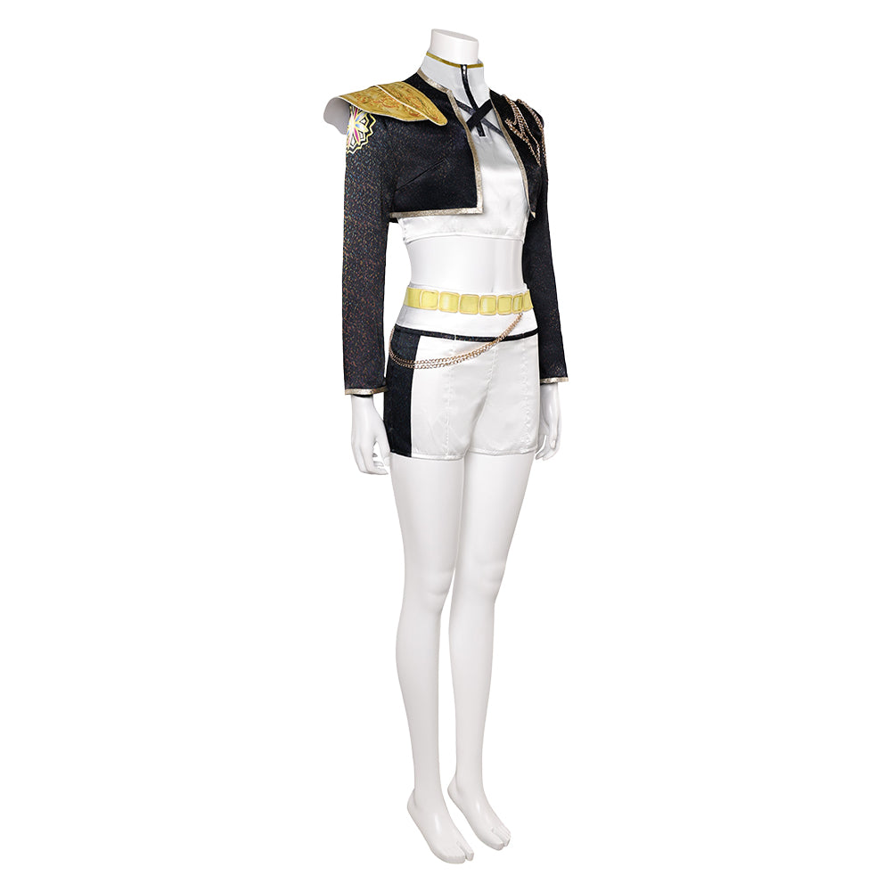 Huntrix Rumi Gold schwarz weiß Kostüm Cosplay Outfits
