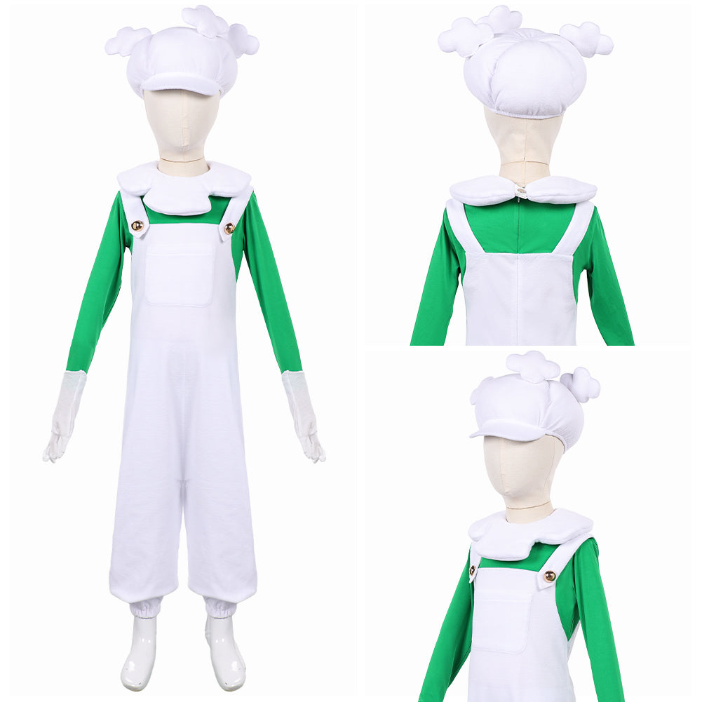 Kinder Luigi weiß Kostüm Der Super Mario Galaxy Film Luigi Cosplay Outfit