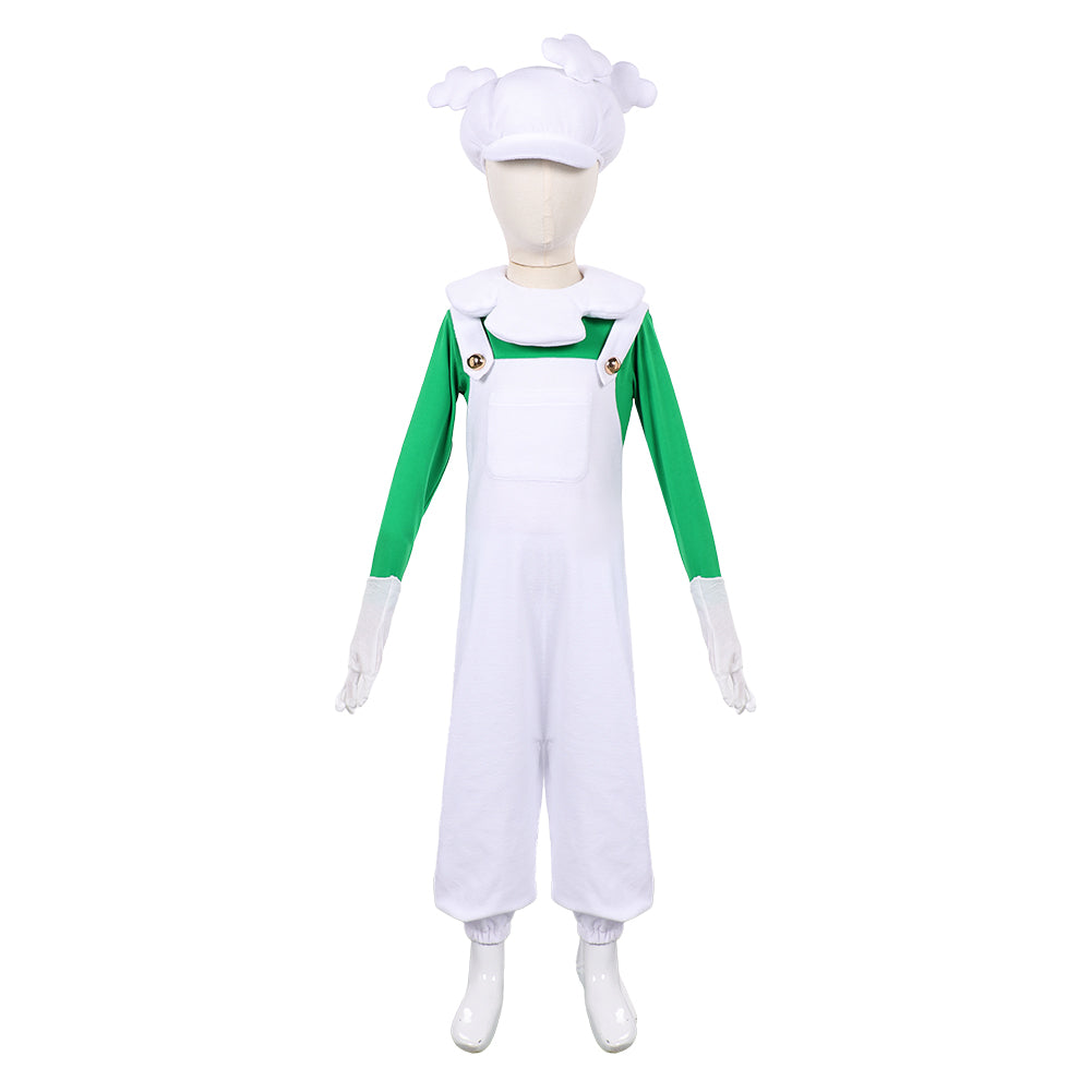 Kinder Luigi weiß Kostüm Der Super Mario Galaxy Film Luigi Cosplay Outfit