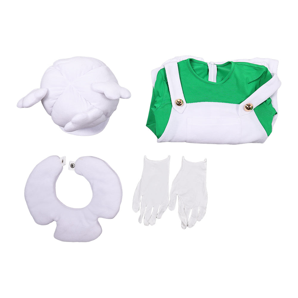 Kinder Luigi weiß Kostüm Der Super Mario Galaxy Film Luigi Cosplay Outfit