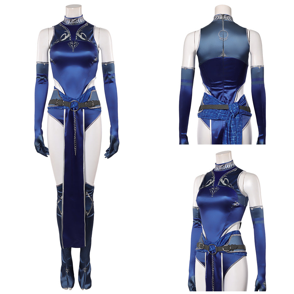 Kitana blau Jumpsuit Mortal Kombat 1 Kitana Cosplay Outfit   