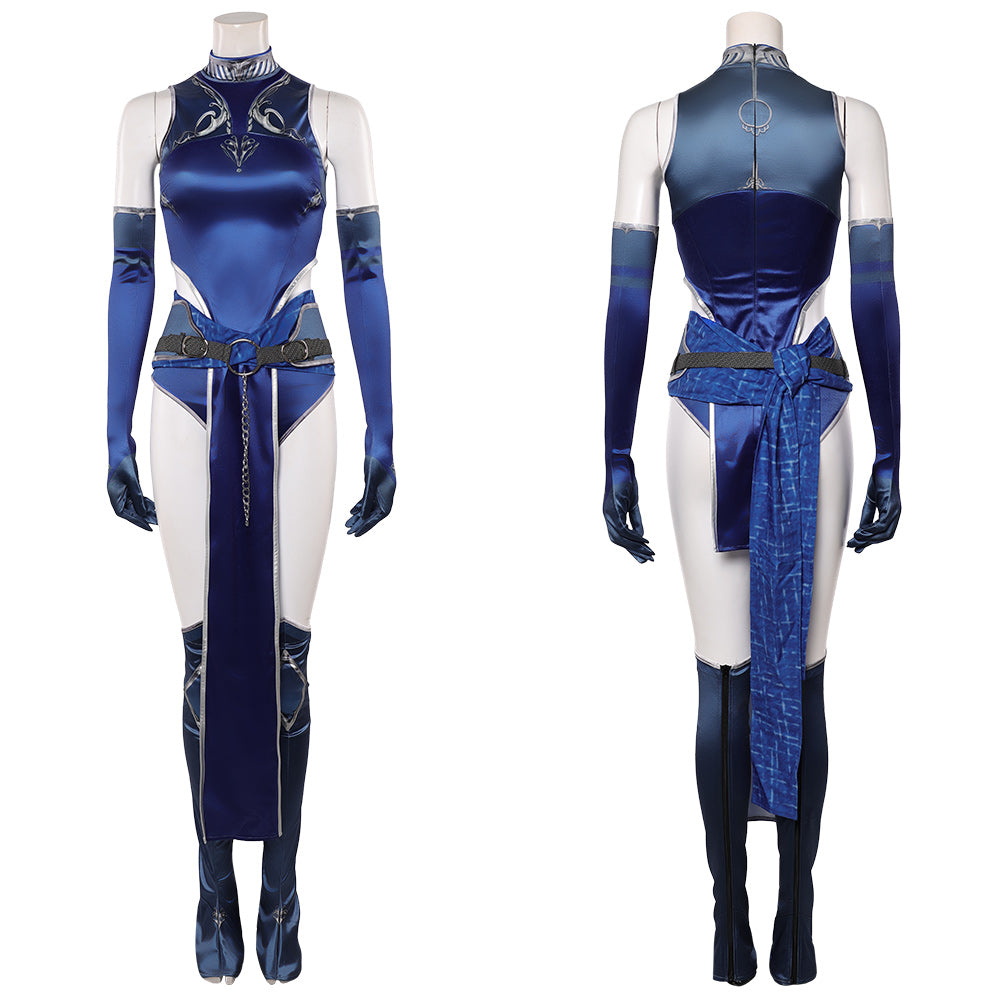 Kitana blau Jumpsuit Mortal Kombat 1 Kitana Cosplay Outfit   