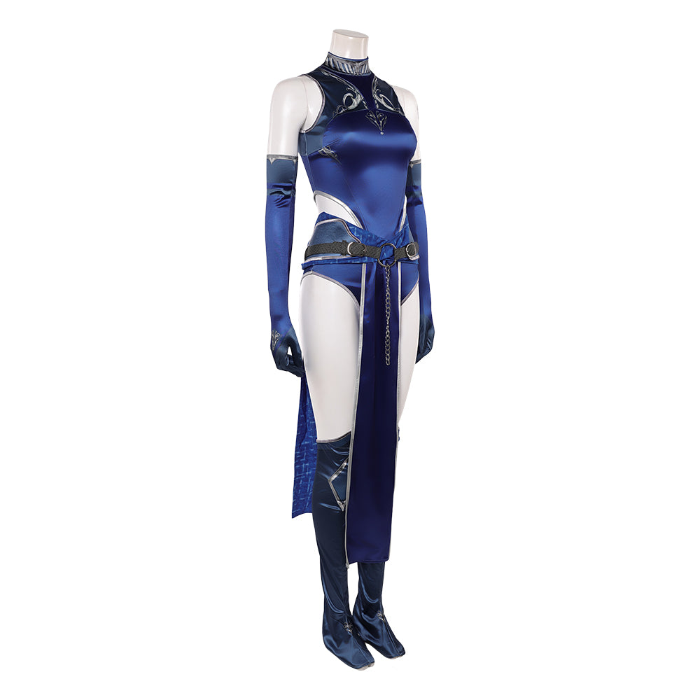 Kitana blau Jumpsuit Mortal Kombat 1 Kitana Cosplay Outfit   