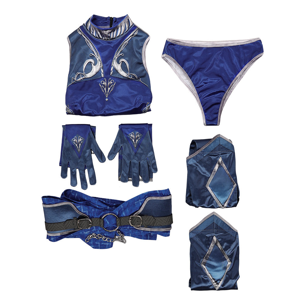 Kitana blau Jumpsuit Mortal Kombat 1 Kitana Cosplay Outfit   