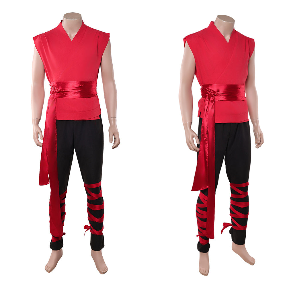 Liu Kang rot Kostüm SET Mortal Kombat Liu Kang Cosplay Outfit