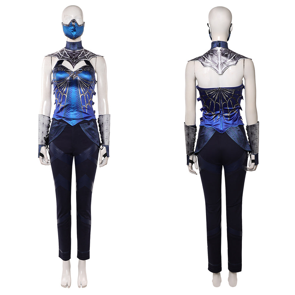 Prinzessin Kitana blau Kostüm Mortal Kombat Kitana Cosplay Outfit