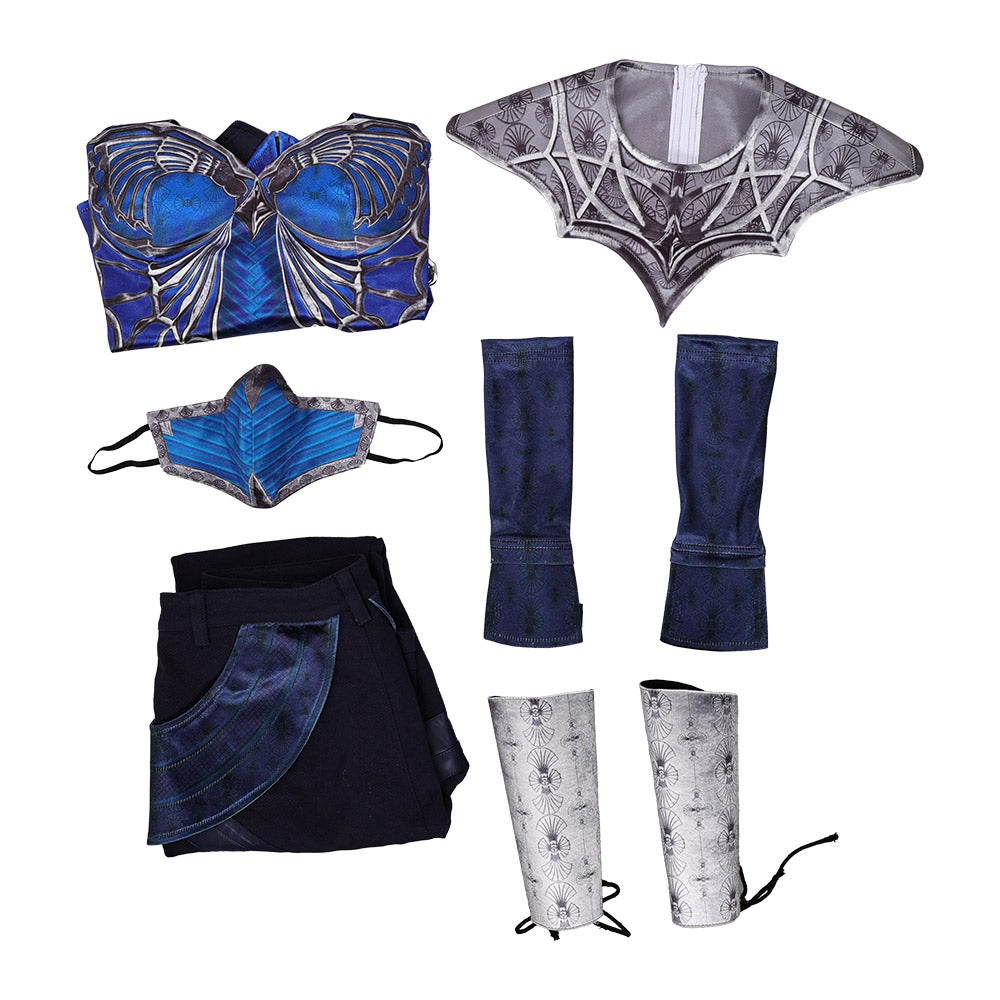 Prinzessin Kitana blau Kostüm Mortal Kombat Kitana Cosplay Outfit