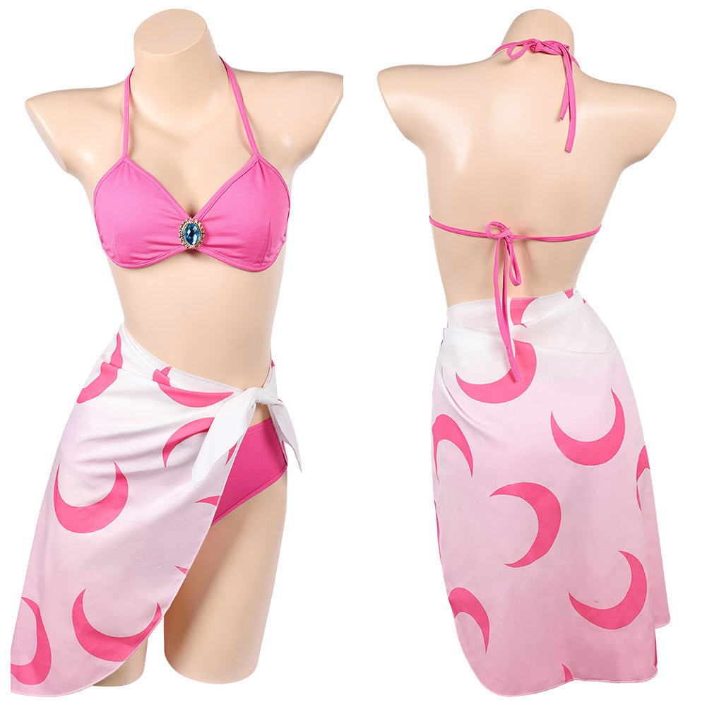 Prinzessin Peach Sommer Bademode 3tlg. Badeanzug Cosplay Outfit 