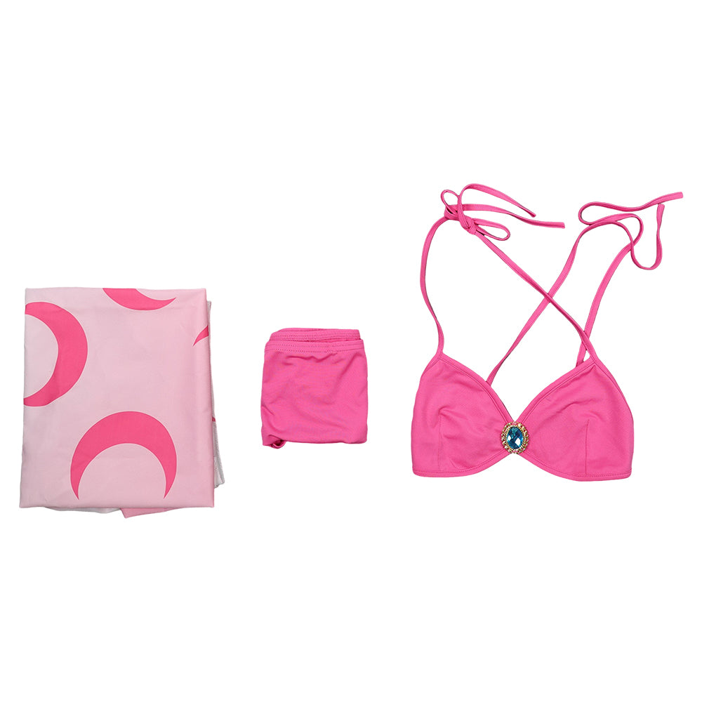 Prinzessin Peach Sommer Bademode 3tlg. Badeanzug Cosplay Outfit 