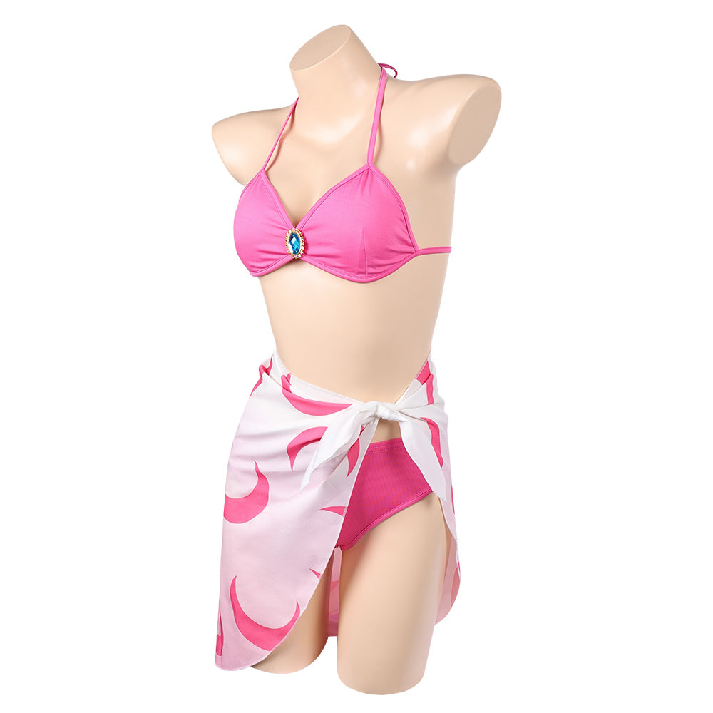 Prinzessin Peach Sommer Bademode 3tlg. Badeanzug Cosplay Outfit 
