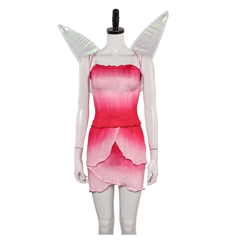 Damen Halloween Waldfee Tinkerbell Cosplay Kleid Mit Flügeln – Pailletten-Elfenkostüm